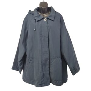 Dry Dock by Serbin Women's Blue Removable Lined Pockets Hooded Coat Sz 20 NWOT